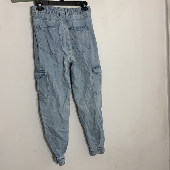 Adika light blue wash taped leg jogger cargo jeans medium Streetwear medium - Picture 4 of 5